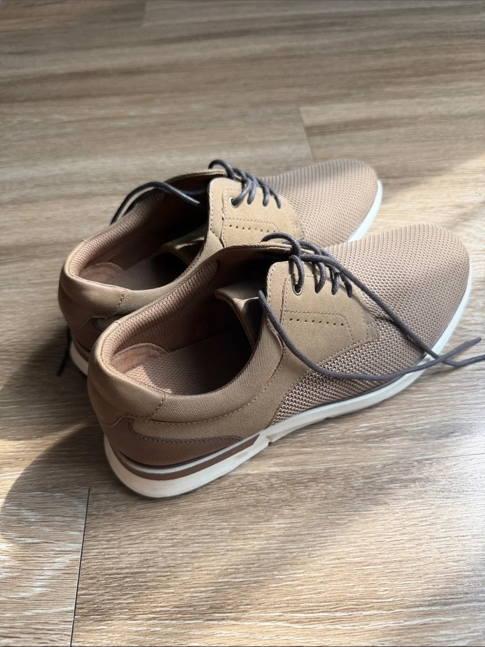 Men's Brown Knit Derby Shoes with Lightweight Sole
